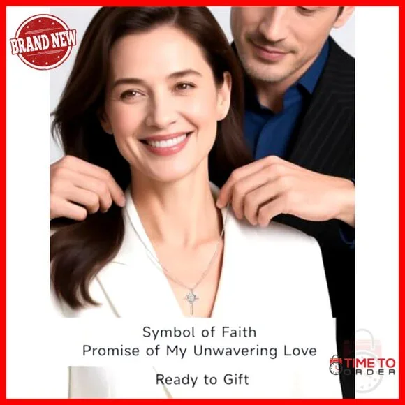 Sterling Silver Moissanite Cross Pendant Necklace, 18 Chain, Religious Gift